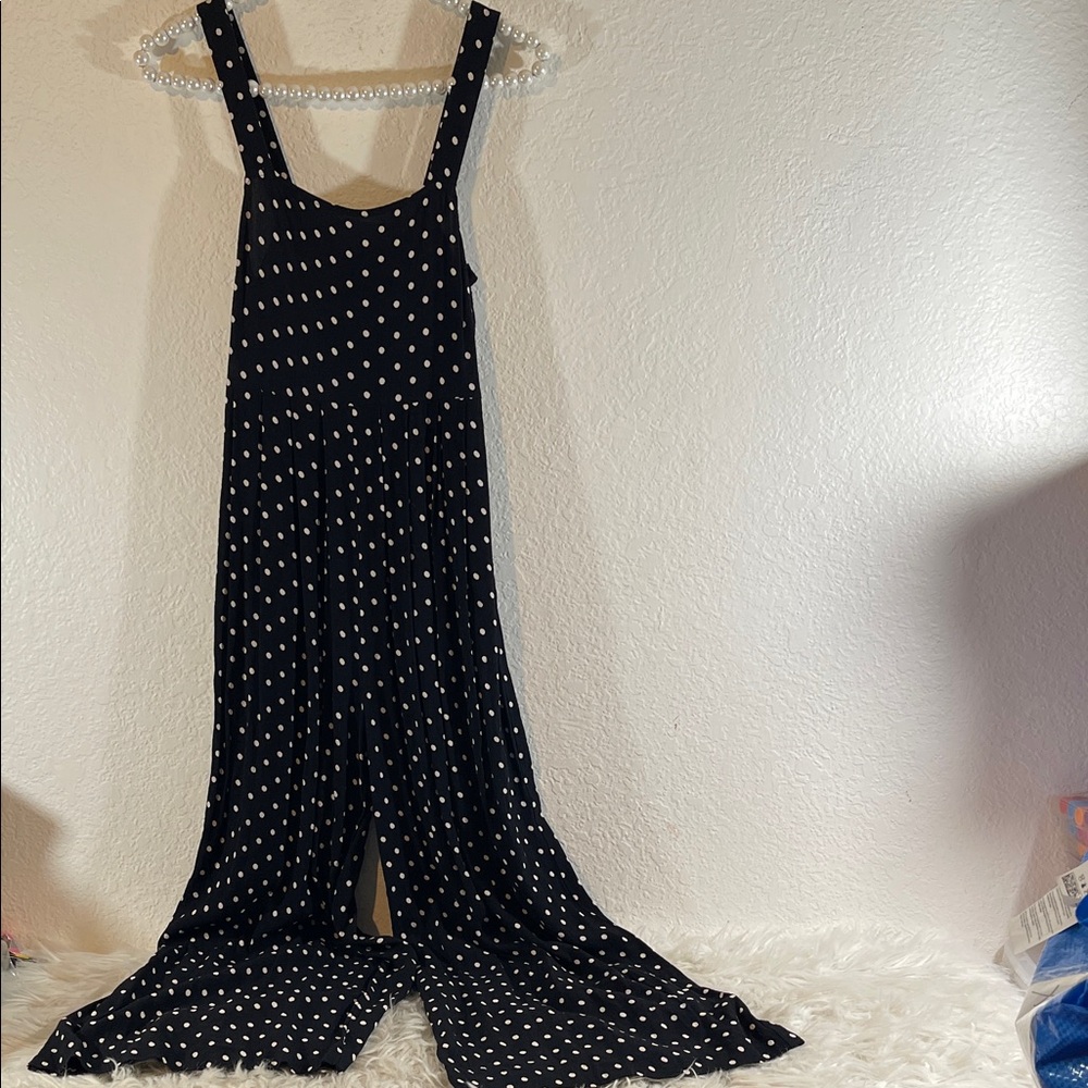 MADEWELL Tank Wide-Leg Jumpsuit in Polka Dot Black & White With Pockets Size 00 - Picture 3 of 13